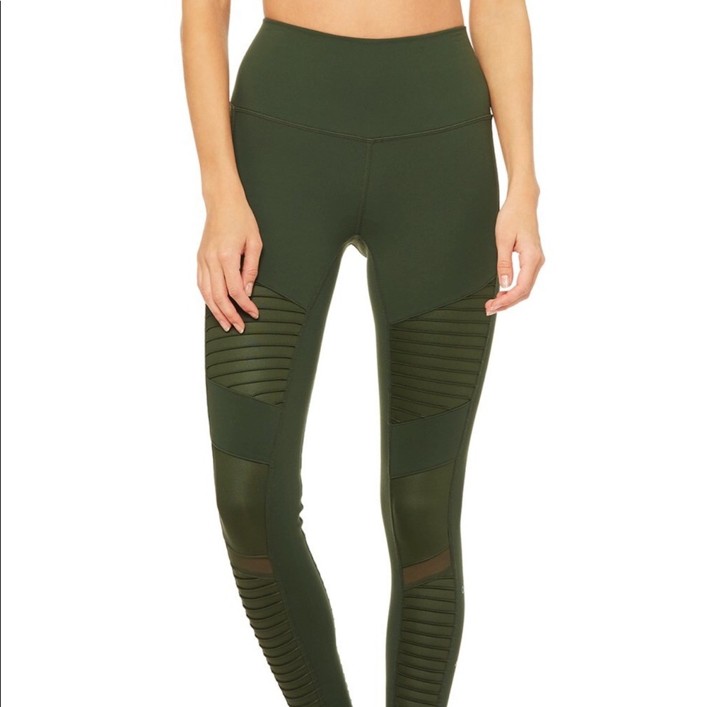 Alo Yoga Moto hunter green leggings size XS
